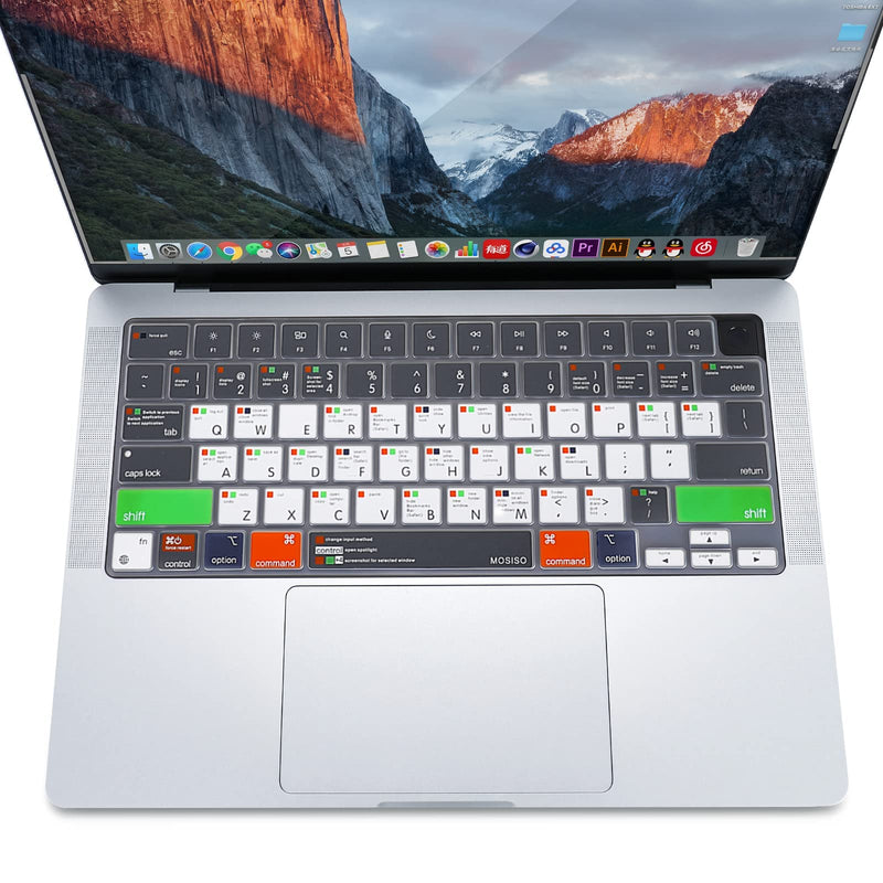 MOSISO Keyboard Cover Compatible with MacBook Pro 14 inch 2022 2021 M1 Pro/Max A2442&Compatible with MacBook Pro 16 inch 2021 2022 M1 Pro/M1 Max A2485,Protective Silicone Skin, Mac OS X Shortcut, Gray