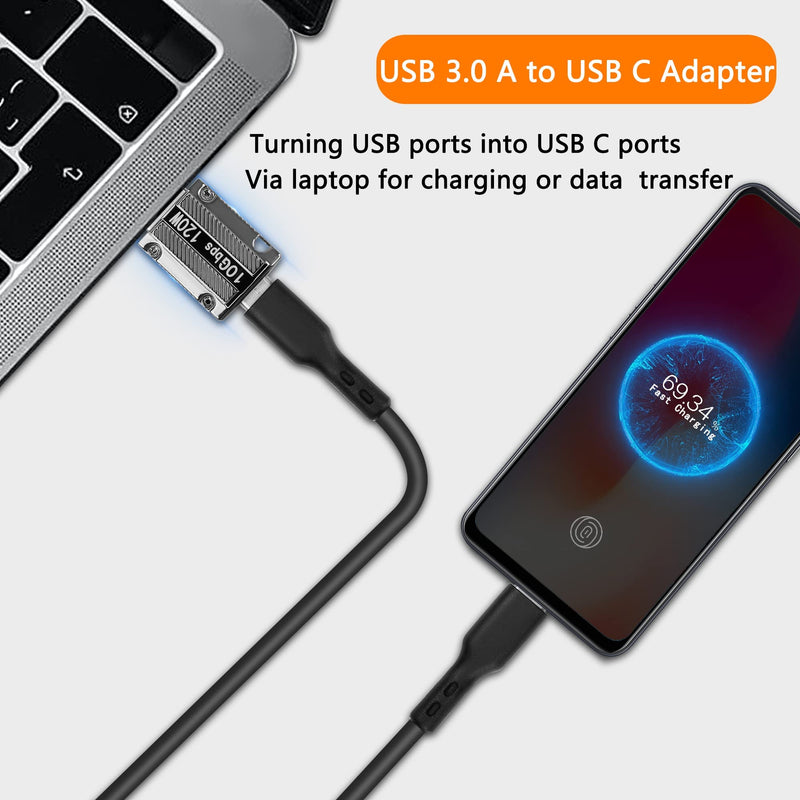 GELRHONR USB C to USB Adapter, USB 3.0 A Male to USB C Female Connector Support 120W Super Fast Charging 10Gbps Data Sync,Zinc Alloy Type C Converter for Laptop, PC, Power Bank