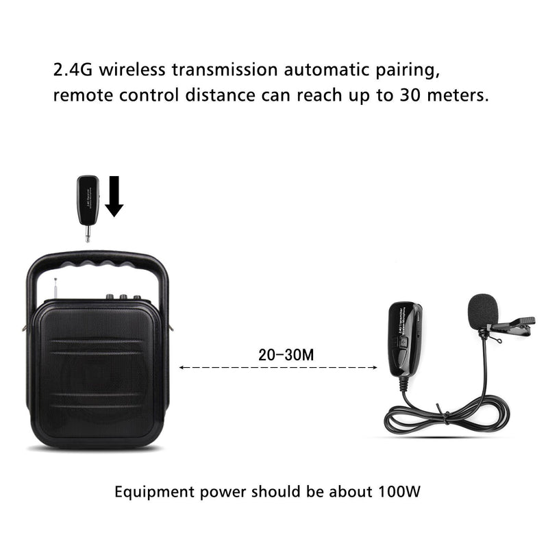 [AUSTRALIA] - Wireless Lavalier Microphone for Voice Amplifier,2.4G Lapel Mic Recording Microphones for iPhone Computer,Smart Phone DSLR,PA System,Speakers,for Teachers,Public Speaking,Karaoke(No Support MacBook) Wireless Lavalier Microphone 