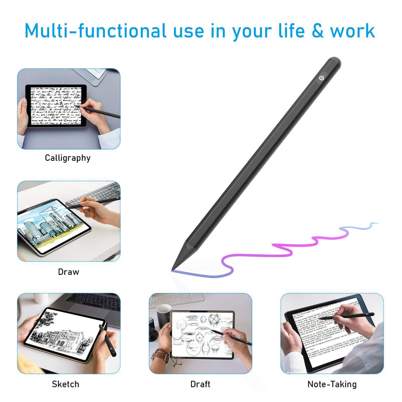 ﻿Stylus Pencil for i-Pad Air 4th Generation, Active Pen with Palm Rejection for 2018-2020 i-Pad Pro 11 inch/12.9 Inch, i-Pad 8th/7th/6th Gen, i-Pad Mini 5th Gen, i-Pad Air 4th/3rd Gen (Black) Black