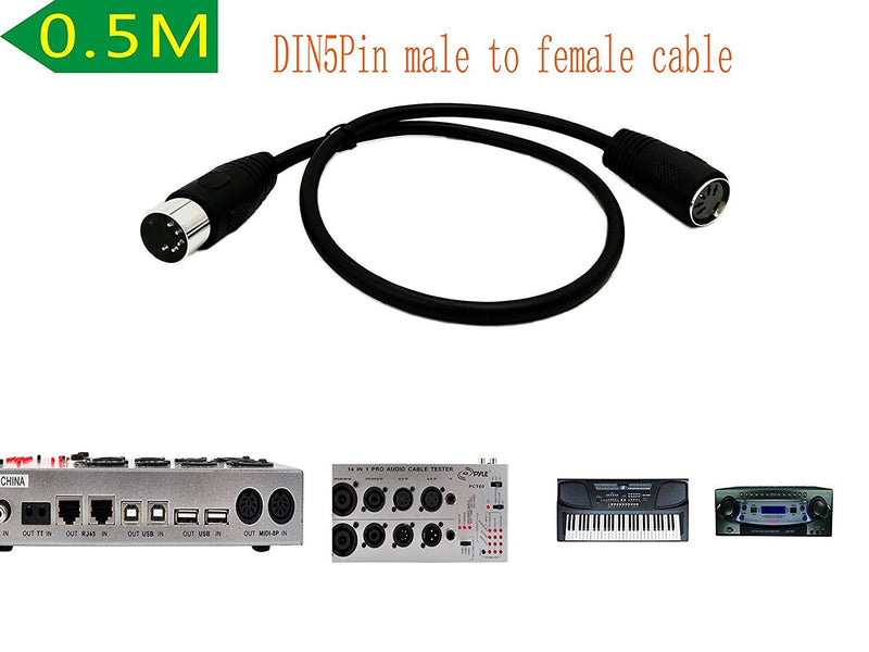 [AUSTRALIA] - SinLoon 20inch MIDI Din Extension Cable,MIDI 5-Pin DIN Male to Female Audio MIDI/at Adapter Cable for MIDI Keyboard (Synthesizer, Organ, Electric Piano, MIDI Guitar,etc(DIN 5P M-F) 