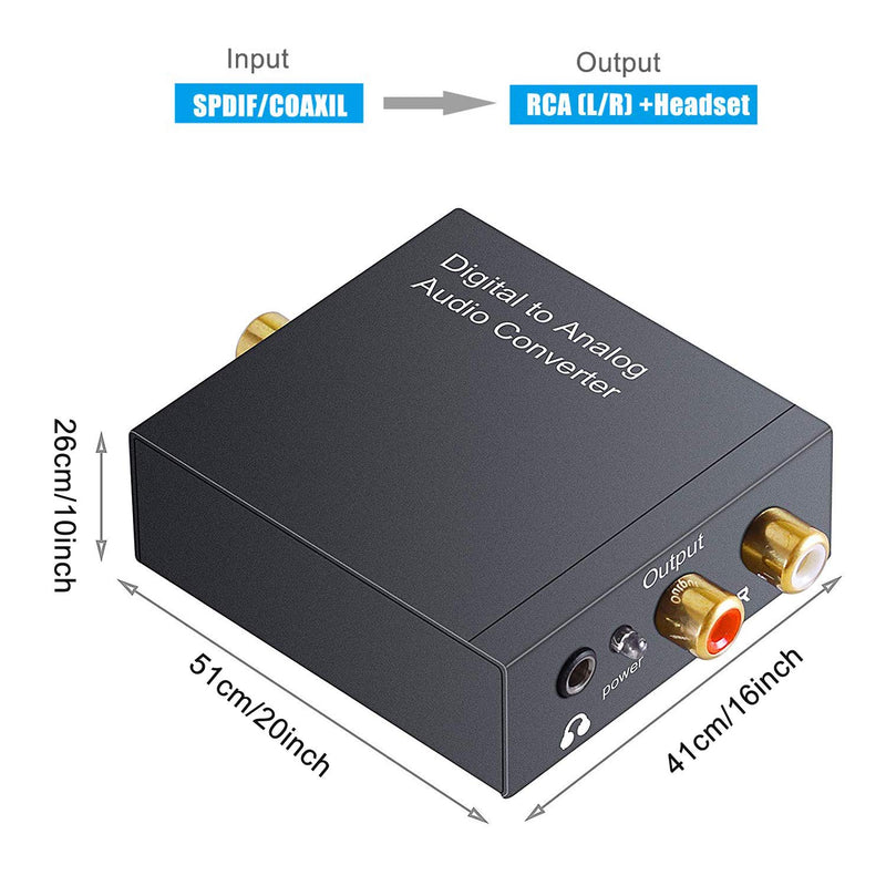 192KHz Digital to Analog Audio Converter,AVMTON DAC Digital SPDIF Optical Toslink Coaxial to Analog 3.5mm Jack RCA L/R Audio Converter Adapter for PS3/4 Xbox Blu Ray DVD HDTV Headphone Home Cinema