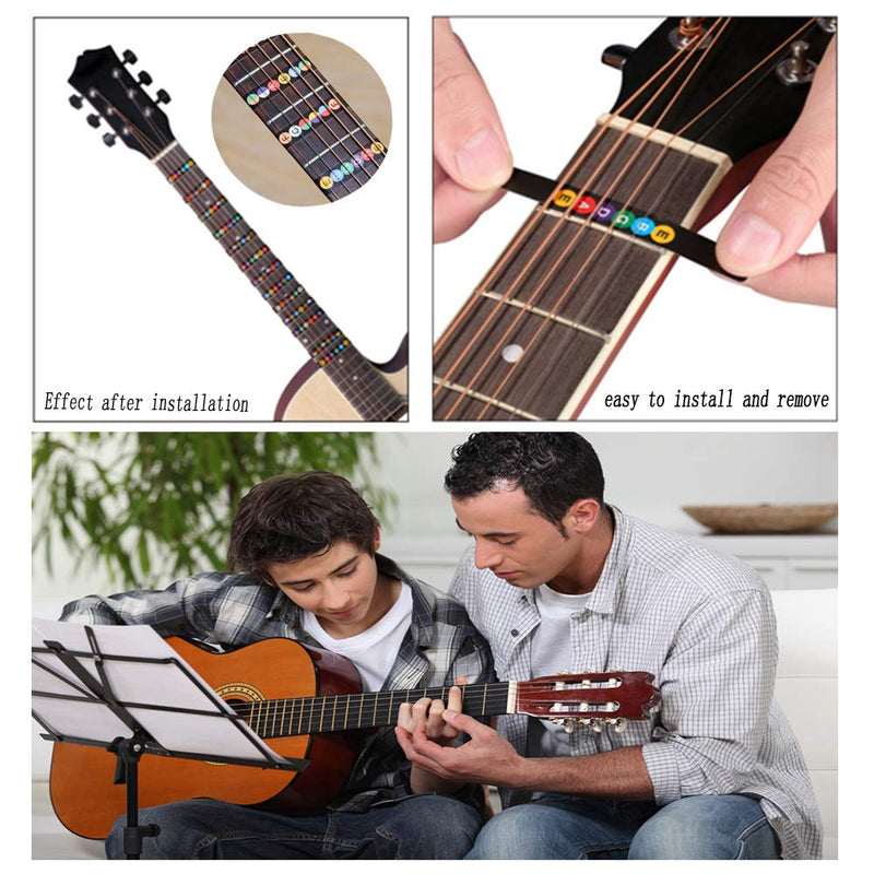 Guitar Fretboard Stickers, Kimlong Color Coded Note Decals Fingerboard Frets Map Sticker for Beginner Learner Practice Fit 6 Strings Acoustic Electric Guitars with 5 Guitar Picks & 1 Bridge Pin Puller
