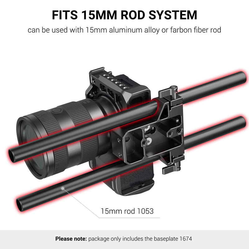 SMALLRIG Camera Base Plate with Rod Rail Clamp for Sony A6500 A6600, for Panasonic GH5, Sony A7 Series, etc, Both for Cameras & Cages -1674