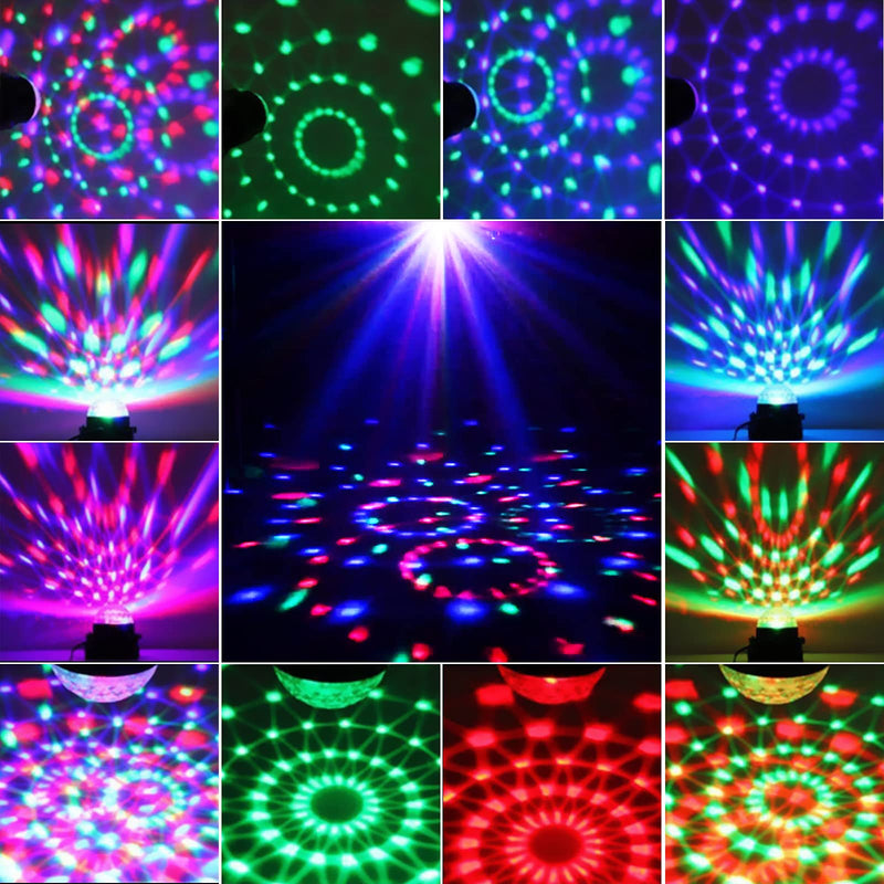YAZEKY Party Lights Magic Lamp Remote Control Sound Activated RGB Disco Lights Disco Lamp Stage Lights Rotating Disco Ball for KTV, DJ, Party, Disco, Christmas, Bar, etc UK Plug- 2 Pack