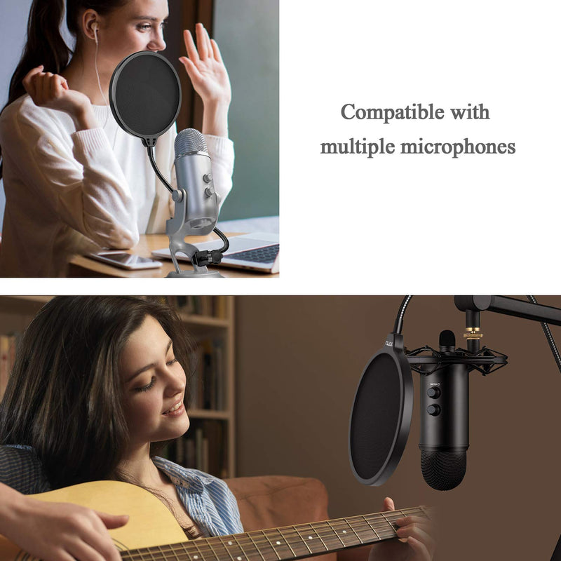 [AUSTRALIA] - YOTTO Microphone Pop Filter Studio Windscreen Mic Cover Mask Shield with Flexible Gooseneck and Clamp for Blue Yeti, Audio Technica and All Microphones 