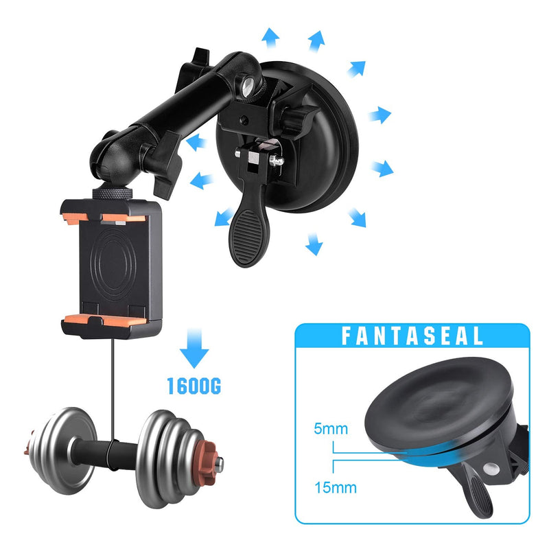 Super Ø90mm Adjustable Dual-Ball Head Action Camera Camcorder Phone Dashcam Suction Cup Race Car Mount Vehicle Cab Cockpit Windscreen Window Holder for GoPro Sony iPhone Hi-Speed Time Lapse Vlogging Camera suction cup mount