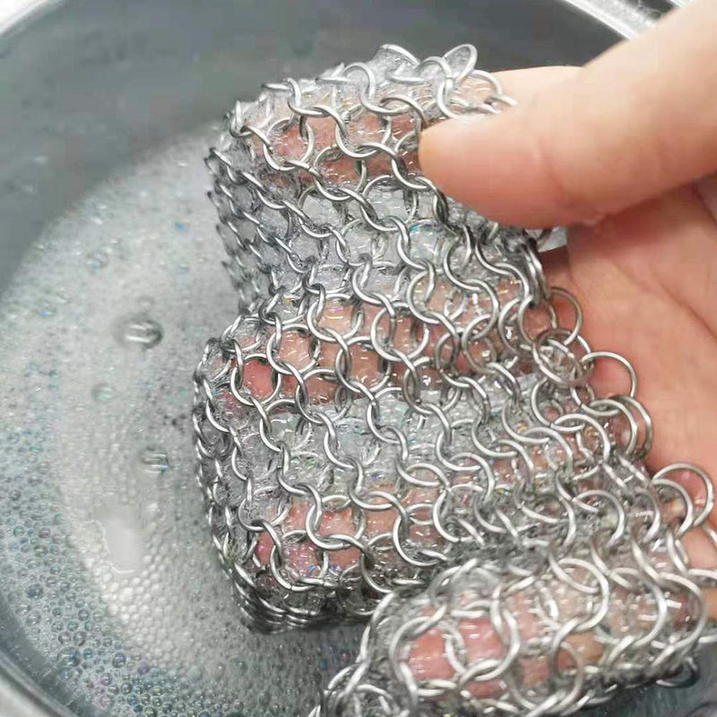 6"x6" Stainless Steel Cast Iron Cleaner Chainmail Scrubber, Cast Iron Skillet Cleaner for Dutch Oven, Grill Pan,Waffle Iron Pans and All Castiron Cookware