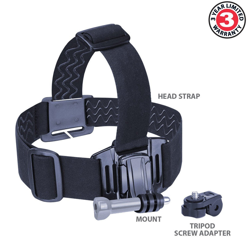 Head Strap GoPro Action Camera Mount with Stretch-Fit Band , J Hook & Tripod Adapter by USA Gear - Works With GoPro HERO 6 Black , HERO5 Black/Session , Drift Ghost-S , YI 4K , AKASO EK7000 & More