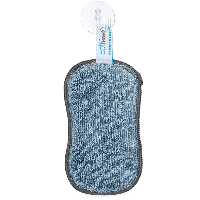 [AUSTRALIA] - Microfiber Sponge for Kitchen (6 Pack) - Suction Cup Hook Included , Reusable , Washable Dish Sponges with Scrubber, Refills, Scrubbing Side, Non-Scratching, Multi-Purpose, Scouring 