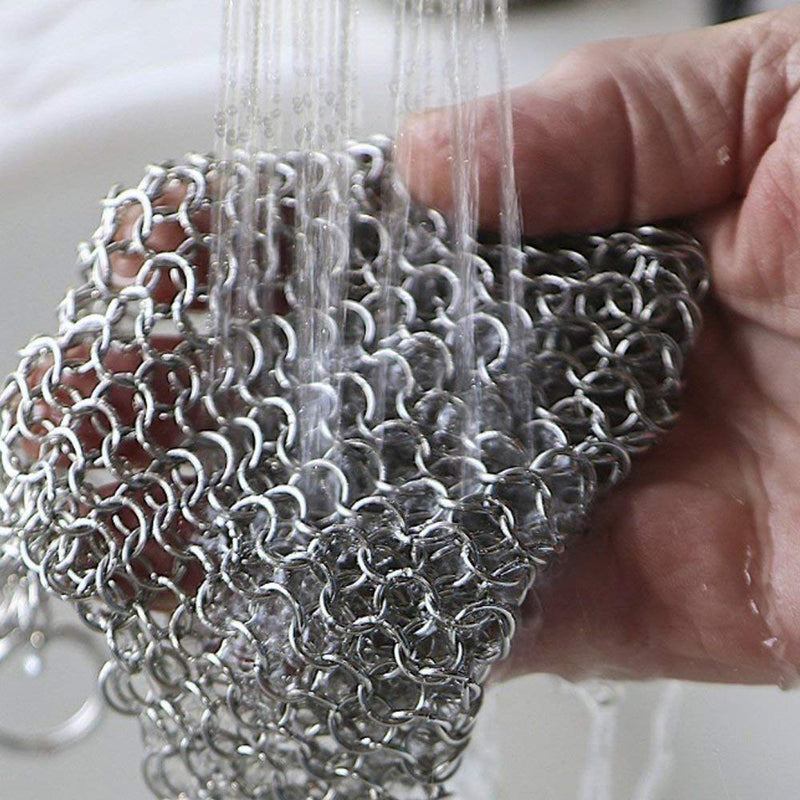 Cast Iron Cleaner 8"x6" Stainless Steel 316L Chainmail Scrubber for Cast Iron Pan Pre-Seasoned Pan Dutch Ovens Waffle Iron Pans