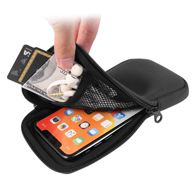 Zipper Phone Sleeve Pouch w/Neck Lanyard Compatible for Apple iPhone 12 Pro Max/Huawei Mate 40 Pro / P40 Pro/LG W41 Plus/Motorola G10 G30 / G Power Play/Xiaomi Mi 11 / Redmi Note 9T (Black) Black