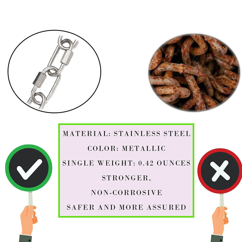 Uporstvo Quick Link 5/32Inch 304 Stainless Steel, 20Pcs Oval Threaded Chain Link M4,D Shape Repair Chain,500Lbs Capacity,Large Dog Chain,Camping Equipment M4-20PCS