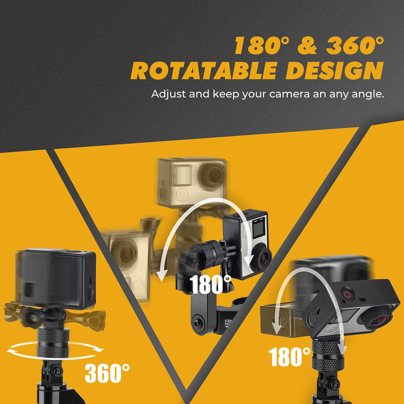 kemimoto UTV ATV Camera Mount Compatible with Gopro Roll Bar Mount for Roll Cage with 1.65"-2", Aluminum & 360 Mount for Hero 9 8 7 6 5 4, SJCAM, DJL for Motorcycle, Bike, Truck, Boat, ATV, UTV