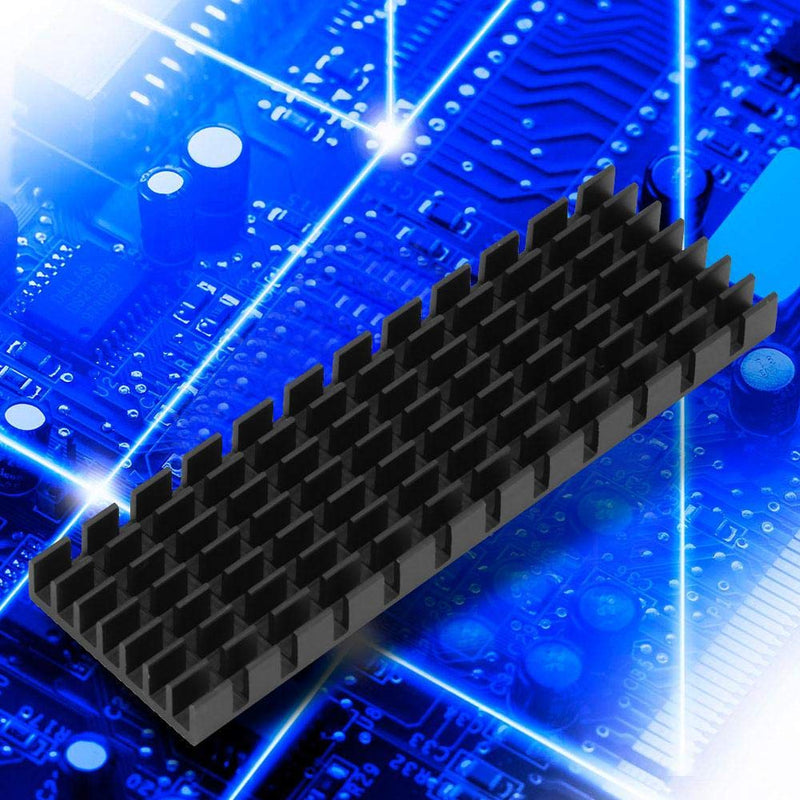 YWBL-WH 10Pcs Heatsink Aluminum Heatsink Cooling Fin 22×6×70mm Circuit Board Cooling Fin HeatSink Cooler Chip Heat Sink for M.2 2280 SSD(Black)