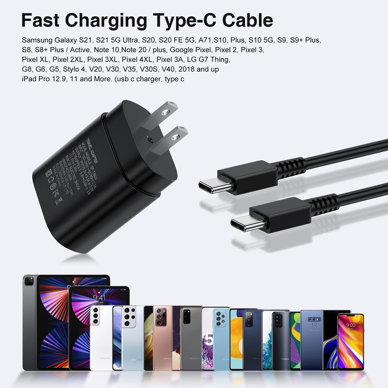 6 Feet USB C to C Charging Cable Cord, Type C to C Fast Charging Cable 6Ft Compatible with Samsung Galaxy Series iPad Pro Laptop and More Type C Enabled Devices