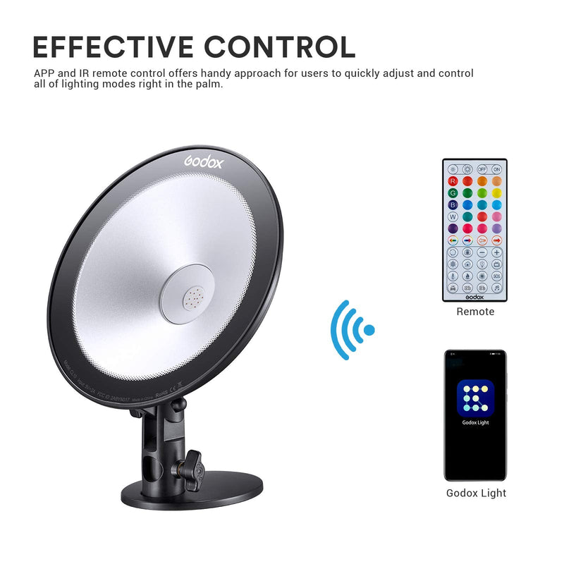 Godox CL10 RGB Ambient Light, 36000 Colors LED RGB Atmosphere Background Light with 39 Special Light Effects, Studio Decorate Light with APP/Remote Control, LED Video Light for Streaming, YouTube