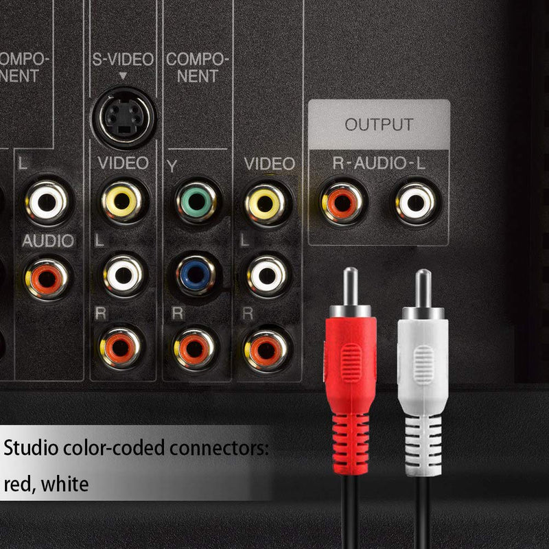 JEXON STEREO MINI 3.5MM TO DUAL RCA AUDIO CABLE / MINI 3.5MM TO TWO RCA PLUG 6FT