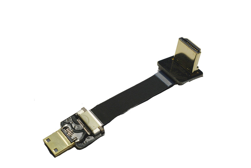 Short Flat Slim Thin HDMI Mini FPV HDMI Cable Mini HDMI Male to Standard HDMI Full HDMI Male 90 Degree Angle for Canon 5D3 5D2 Panasonic lumix GH3 GH2 Sony nex 5N 5T 5R 7N DJI Drone Gimbal (5CM) 1.97inches-Mini-Standard 5CM