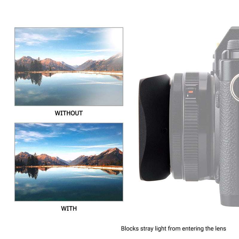 JJC Bayonet Square Lens Hood for Fujifilm Fuji XF 27mm f/2.8 R WR Lens Replaces Fujifilm LH-XF27 Lens Hood on Camera X-E4 XE4 X-E3 X-T4 X-T3 X-T2 X-T30 X-T20 X-PRO3 X-PRO2 X-S10 X-T200 For XF 27mm f/2.8