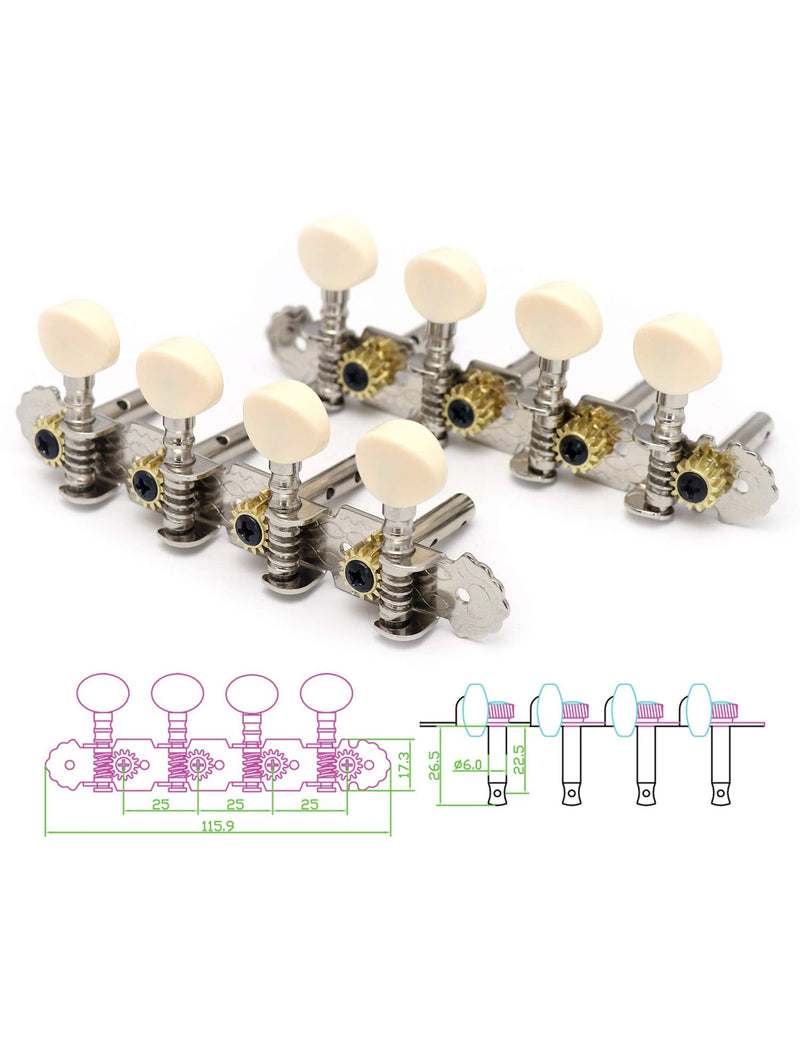 Metallor Guitar Machine Heads Tuning Pegs Keys for Mandolin Banjo and 8 String Guitars Instruments Double Hole Chrome Plating 4L 4R.