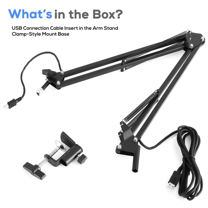 [AUSTRALIA] - PYLE-PRO Suspension Boom Adjustable Compact USB Microphone Arm Stand, Durable Steel for Radio Broadcasting, Voice-Over Sound Studio, Stages, and TV Stations-Pyle PMKSHUSB04.5, Black 