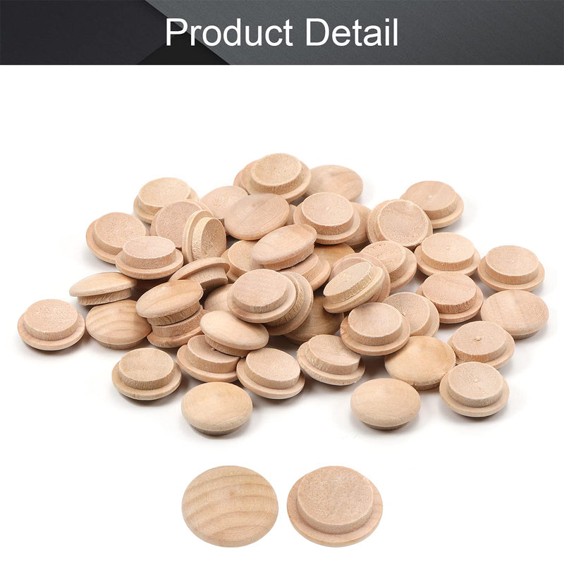 MroMax 100Pcs Round Wood Button Plugs 0.59" Dia Cherry Hardwood Furniture Buttons Caps 15mm Wooden Screw Covers for Screw Holes Craft Furniture Decoration Woodworking