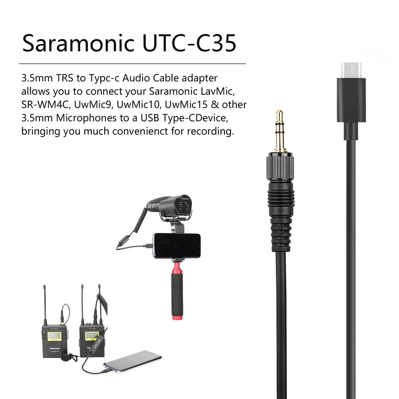 [AUSTRALIA] - TRS to Type-C Microphone Audio Adapter, Saramonic UTC-C35 3.5mm TRS to Type-C Microphone Audio Cable Smartphone Adapter for Using Uwmic9 UwMic15 SR-WM4C& Other Mics with Huawei SUMSUNG Type-C Device 