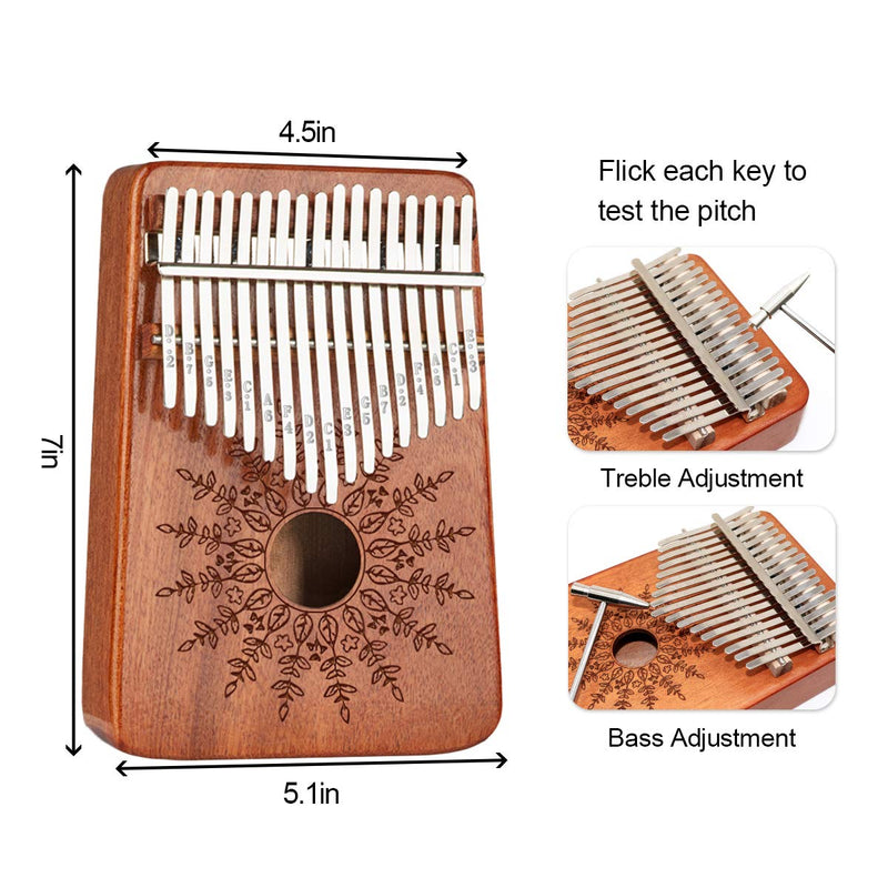 Kalimba 17 Keys Thumb Piano,Mbira Sanza Wood Finger Piano,Portable Musical Instrument with Tuning Hammer & Study Instruction,Gift for Adult Kids Beginners Professional