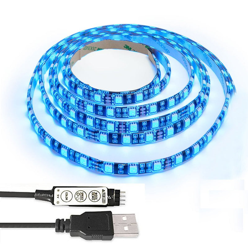 [AUSTRALIA] - Black PCB TV Backlight Kit,Computer Case LED Light,eTopxizu 3.28Ft Multi-Colour 30leds Flexible 5050 RGB USB LED Strip Light with 5v USB Cable and Mini Controller for TV/PC/Laptop Background Lighting Black 