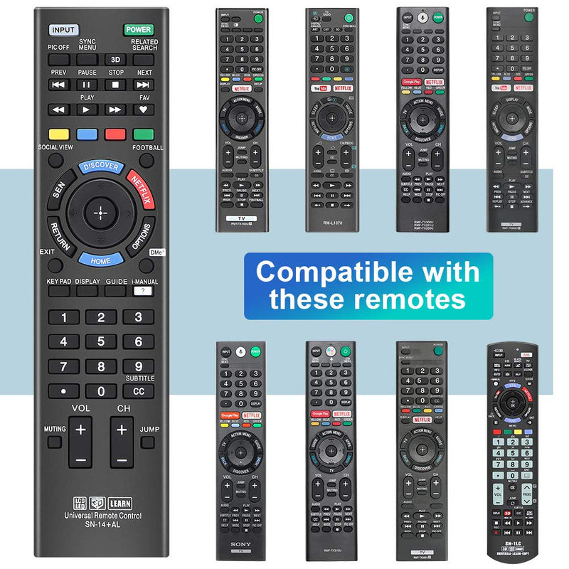 Gvirtue Universal Remote Control GSN-14+AL for Almost All Sony RM-YD005 RM-YD014 RM-YD018 RM-YD021 RM-YD024 RM-YD025 YD026 YD027 RM-YD028 RM-YD040 RM-YD063 RM-YD065 RM-YD092 RM-YD102 RM-YD103 RM-Y156