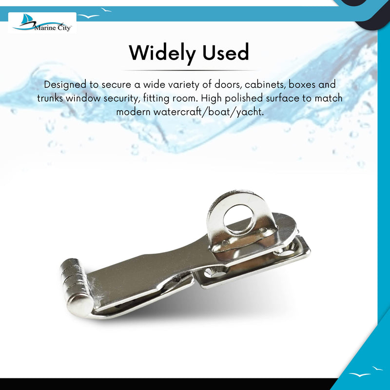 MARINE CITY Stainless-Steel Marine Safety Hasp with Fixed Plate 2-3/4 Inches