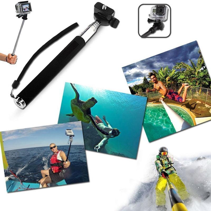 VVHOOY Universal Action Camera Accessories Bundle-Head Chest Strap Mount/Selfie Stick/Floating Hand Grip Compatible with Campark ACT74 X40 X35/Dragon Touch 4K/AKASO EK7000 Brave 4 5 6/Vantop Moment
