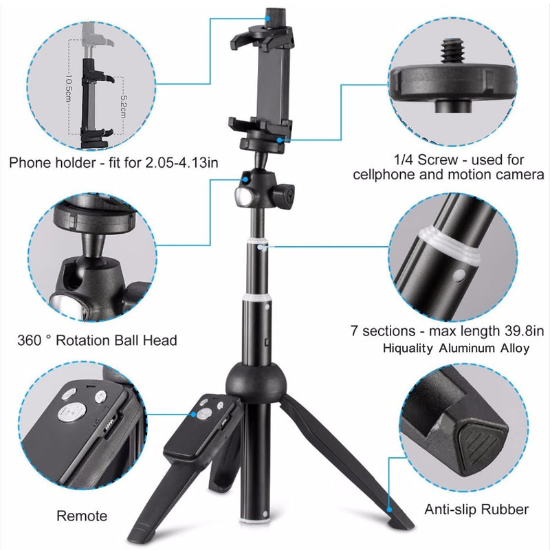 [AUSTRALIA] - Tripod Monopod Selfie Stick 40 Inch with Wireless Remote Shutter Control Phone Clip Holder，Compatible with iPhone 14 13 12 11 Pro max Xs X 8 7 6 Plus,Samsung Galaxy S23 S22 S21 S20 S10 S9,Gopro 