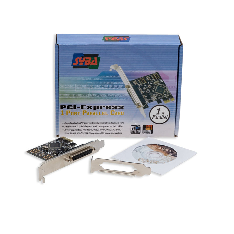 SYBA PCI-Express PCIe Card 1x Parallel Port DB-25 IEEE 1284 Printer Port MCS9900 Chipset SD-PEX10005