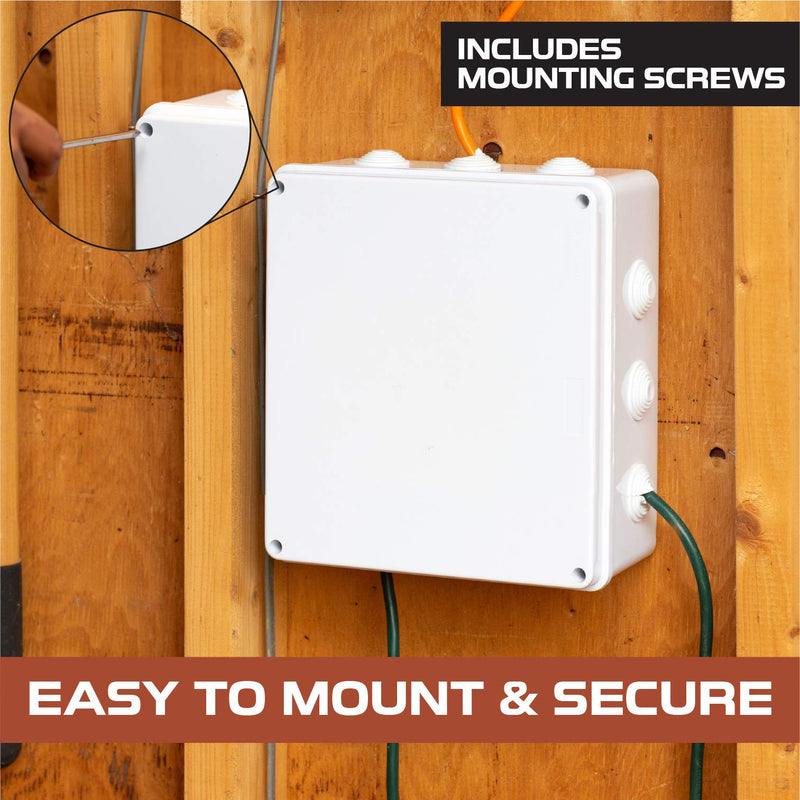 Outdoor Electrical Junction Box - 8 x 8 Inch Waterproof Plastic Box with Cover for Electronics Large Square - 8" x 8"