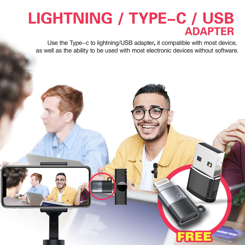 [AUSTRALIA] - Aisizon Wireless Clip Mic, Wireless Lavalier Microphones, Lapel Clip-on Microphone, for Smartphone, Laptop, Video Recording, Tiktok, Facebook Live, YouTube Live Stream black 