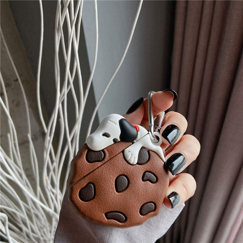 TOUBN Airpods Charging Case, Cute Greedy Sleeping Animals Cookie Airpods Cover, Soft Silicone Anti-Lost Shockproof Easy Carrying Protector, Classic Skin for Airpods 1 and 2 Girls Women Greedy Dog