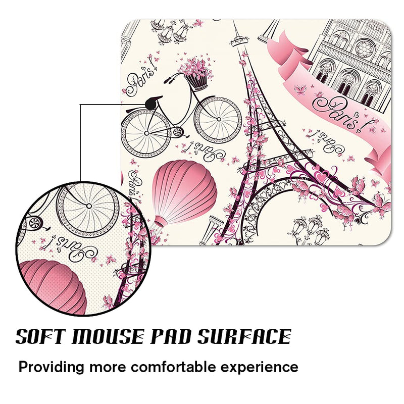 Personalized Rectangle Mouse Pad- Non-Slip Rubber Comfortable Customized Printed Eiffel Tower Pattern Computer Mouse Pad (9.45x7.87inch)