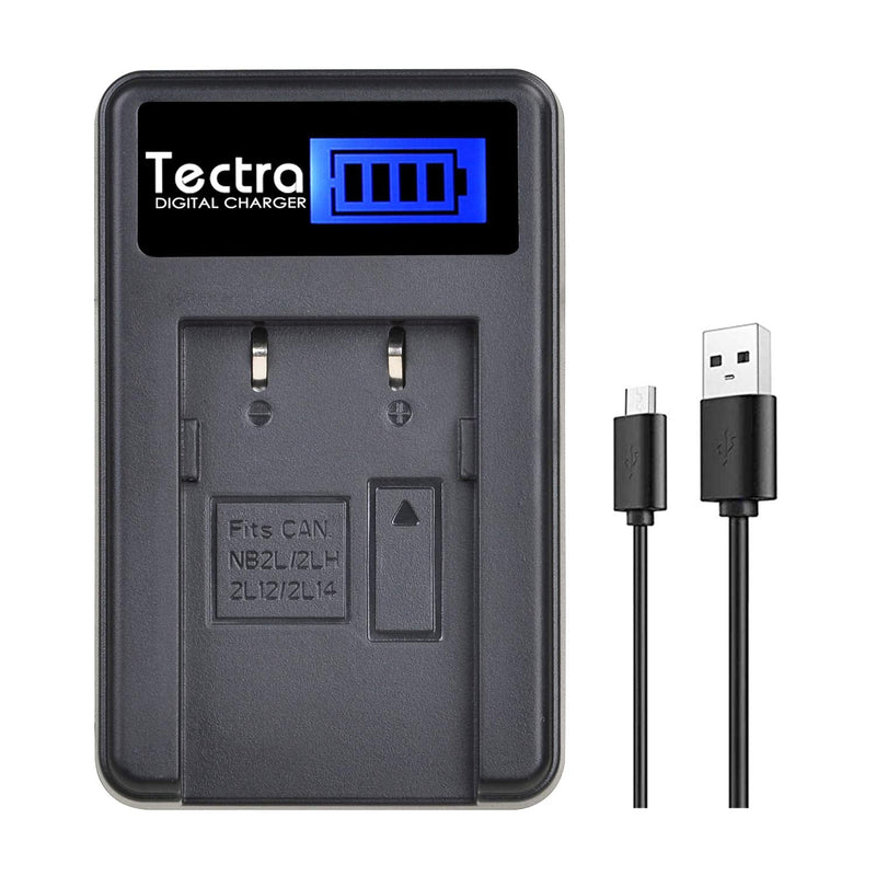Tectra 2-Pack NB-2L NB-2LH Battery + Rapid LCD Display USB Charger for Canon PowerShot G7 G9 S30 S40 S45 S50 S60 S70 S80 DC410 DC420 VIXIA HF R10 HF R100 HF R11 EOS 350D 400D Digital Rebel XT XTi