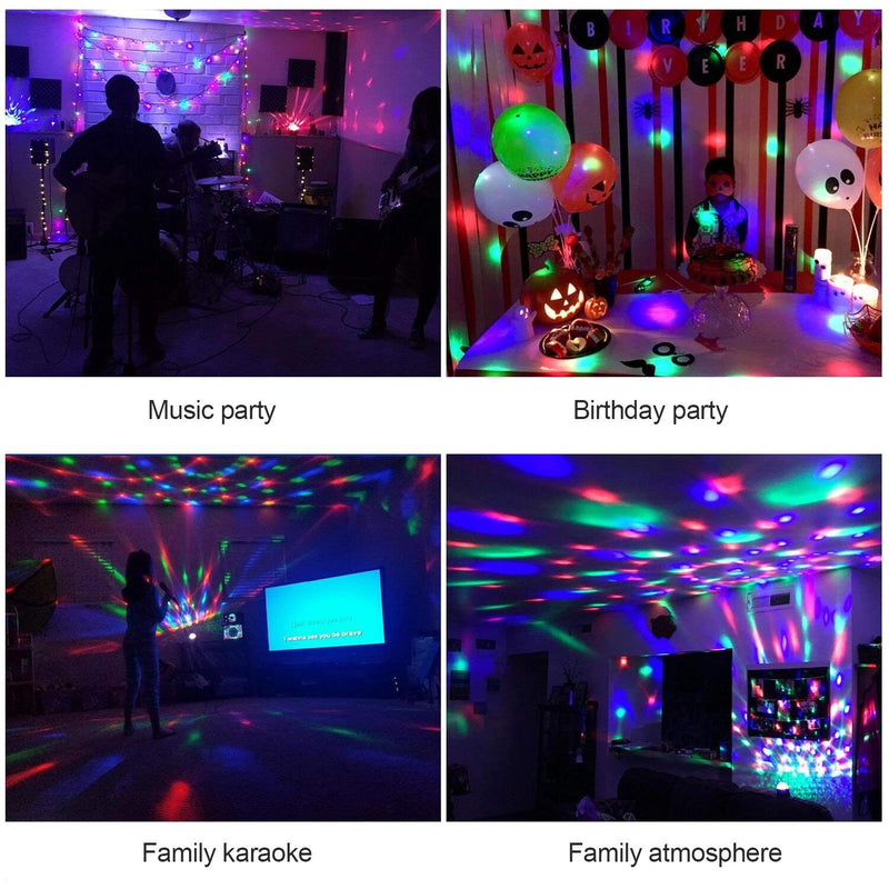 ENUOLI 7 Color RGB Sound Activated Magic Ball Strobe Lights Battery/USB Operated Led Crystal Disco light Stage Effect Par Lights Portable Music Rhythm Light for DJ Bar Club Home Party Xmas Wedding