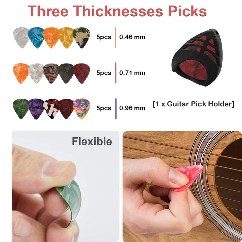 TTCR-II Guitar Accessories Kit, 61 Pcs with Guitar Tuner, Guitar Capo,3 Set Guitar Strings,15 Guitar Picks, Guitar Pick Holder,3 in 1 String Winder,Guitar Bridge Pins, Guitar Saddle and Nuts etc.