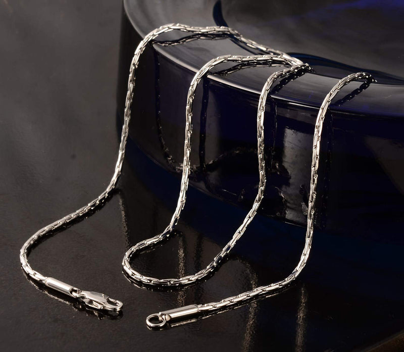 Trusuper Style Titanium Stainless Steel Mens Womens Italy Final Fantasy Chain Necklaces 2mm Unisex 22.0 Inches