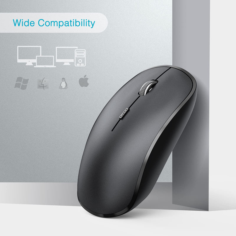 Wireless Mouse for Laptop, JOYACCESS 2.4G Ultra Thin Silent Mouse, with USB Nano 2400 DPI Portable Mobile Optical Cordless Mouse Mice for Laptop, PC, Computer, Mac - Black