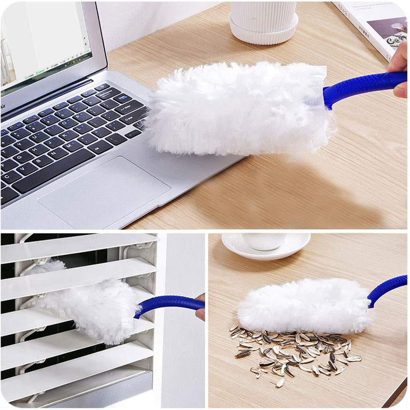 UKEENOR 180° Dusters Multi Surface Duster Refills Kit Extender Handle (1 Long Handle to + 1 Short Handle + 15 Duster Refill) 1 Handle, 15 Dusters(giving Short Shank)
