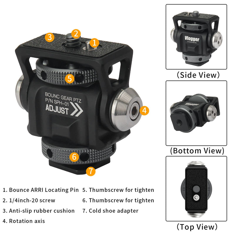 ANDYCINE Field Monitor Holder with Cold Shoe and Bounce Locating Pin for 5inch and 7inch Monitor Tilt 180 Degree Swivel 360 Degree 6.6lbs Load Weight