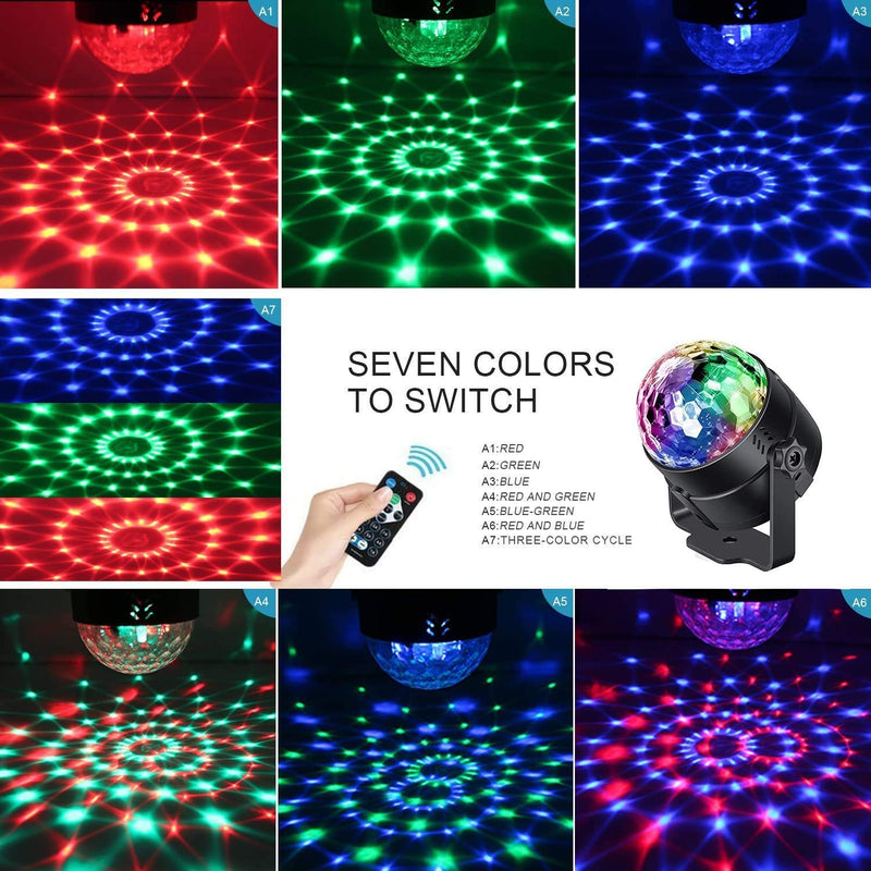 [AUSTRALIA] - Party Lights Disco Ball, 3W Sound Activated DJ Lights Stage Lights for Halloween Christmas Holiday Party Gift Kids Birthday Celebration Decorations Ballroom Home 