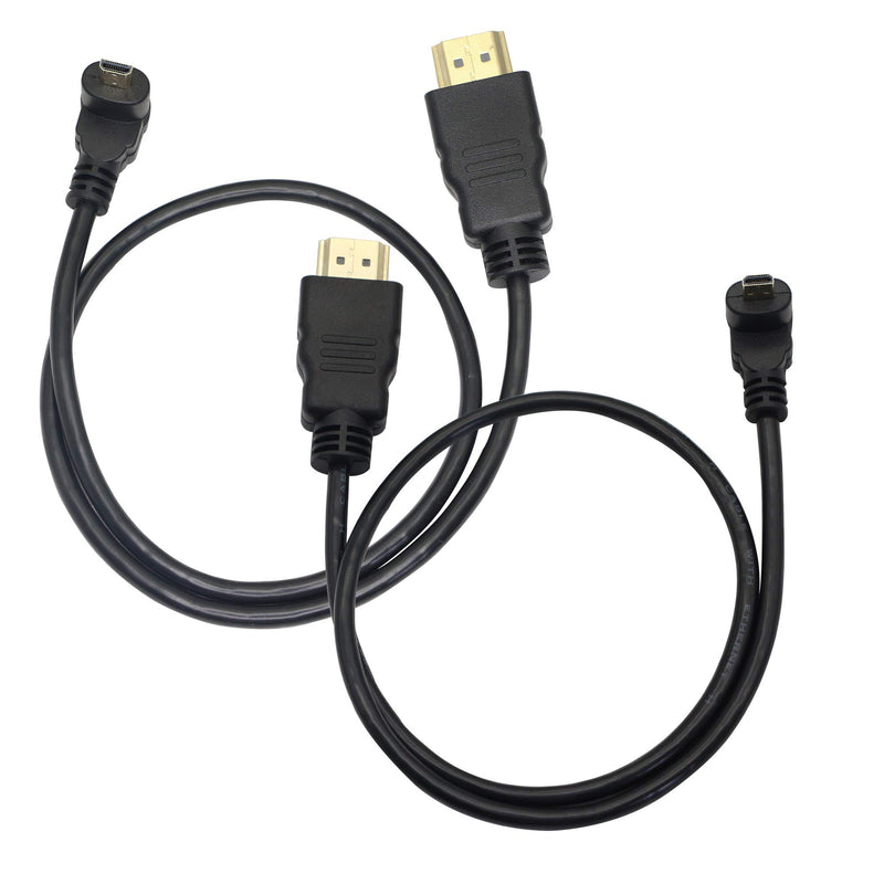 [AUSTRALIA] - Micro HDMI to HDMI Cable Adapter 50CM 90 Degree Angle Micro HDMI Male to HDMI Male Connector Supports 3D 4K 60Hz 1080P Ethernet Audio Return 50cm (2Pack Each of Up Angle and Down Angle) 