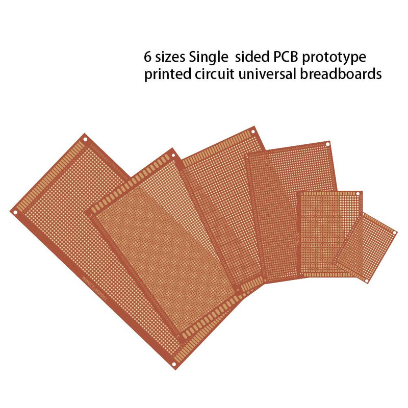 32 Pcs Single Sided PCB Board Prototype Kit 6 Sizes Universal Printed Circuit Protoboard for DIY Soldering Project Compatible with Arduino Kits 32 Pcs Single Sided PCB Board Set