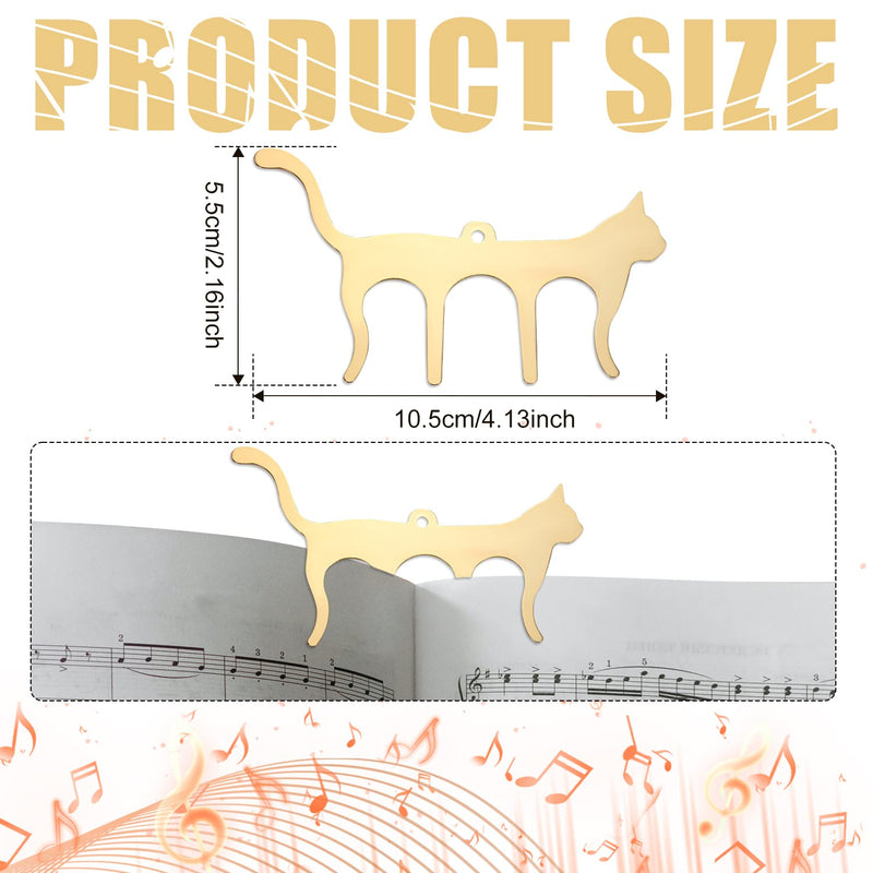 Metal Music Book Clip Cat Shaped Music Stand Clips Sheet Music Clips for Outdoor Playing, Note Paper, Books Piano, Guitar, Violin, Keyboard (Gold)